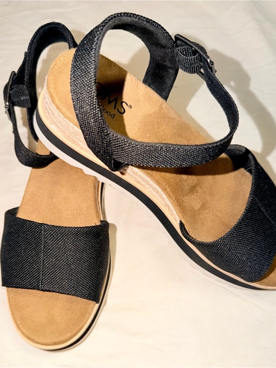 Toms Shoes - Toms Diana Sandal Black Canvas Wedge Sandals